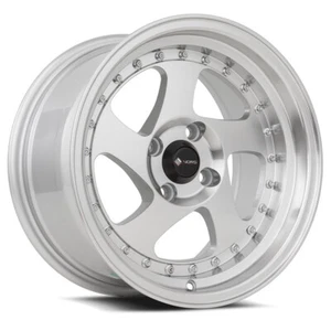 15x8 Vors VR2 4x100 +20 Silver Machine Chrome Rivet Wheels (Set of 4) - Picture 1 of 3