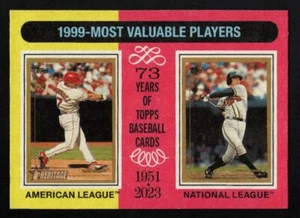 Chipper Jones & Ivan Rodriguez 2024 Topps Heritage 1999 flip stock MVP SSP/5 - Foto 1 di 2