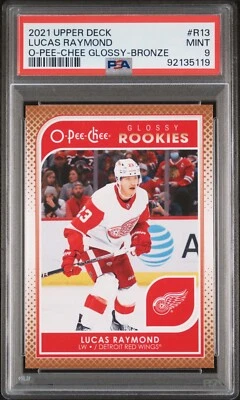 2021 Upper Deck  - O-Pee-Chee Glossy Bronze Rookies #R-13 Lucas Raymond PSA 9 - Image 1 of 2