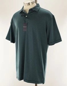 PETER MILLAR Lacinato Green Striped Duet Performance Jersey Polo Shirt SMALL NWT - Picture 1 of 2