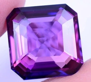 Piedra preciosa suelta certificada corte Asscher zafiro bicolor natural de 14,23 quilates - Imagen 1 de 6