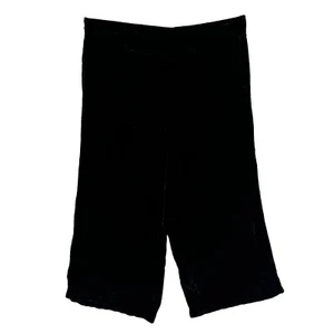 IVY JANE Pants Sz M Black Crushed Velvet Silk Blend Crop Palazzo Wide Leg Q173 - Picture 1 of 7