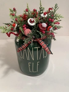 Christmas VTG Button Bouquet/Santas Elf-Country Farmhouse Shabby Prim Decor - Picture 1 of 4