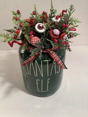 Christmas VTG Button Bouquet/Santas Elf-Country Farmhouse Shabby Prim Decor - Image 1 of 4
