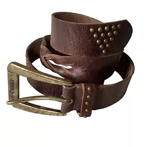 Cintura Guess vintage in pelle marrone boho con accenti in ottone taglia L - Foto 1 di 5