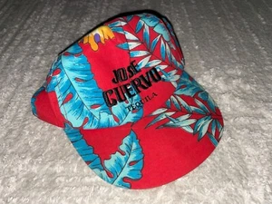Vintage JOSE CUERVO TEQUILA Mütze Kappe mexikanisch Blumen Hawaii rot K Produkte GEBRAUCHT - Bild 1 von 15