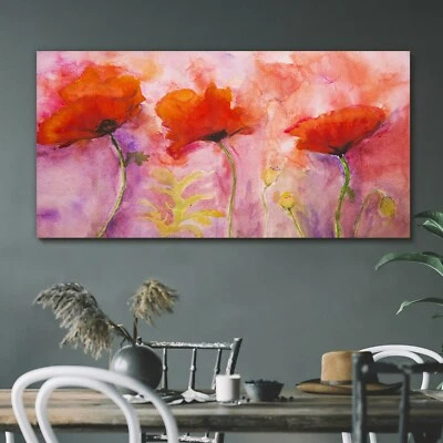 Leinwand Bild Wandbild Canvas 120x60 Gemälde Blumen Mohnblumen Kunst - Bild 1 von 4