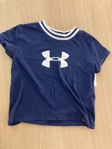 Under Armour Navy Blue and White T Shirt Youth Small YSM Short Sleeve Ringer  - Picture 1 of 3