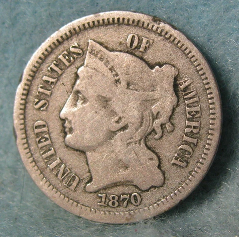 1870 Three Cent Nickel US Coin #4962 Cover