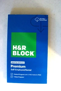 "H&R Block 2024 Premium / Self-Employed-Rental " New Email Code Or/ Free Ship - Picture 1 of 2