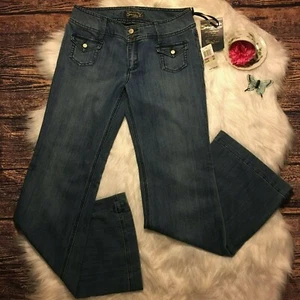 Pantalones de mezclilla acampanados Seven 7 Premium etiqueta azul toscana lavado medio para mujer 30/11 informales - Imagen 1 de 8