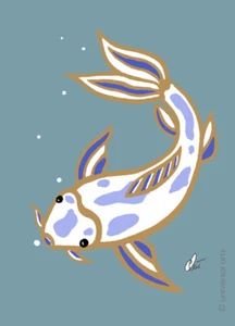 JACQUELINE DITT - Precious Koi E. Pigeon Bl. ltd.sign.Druck Grafik ger.13x18 cm - Bild 1 von 3