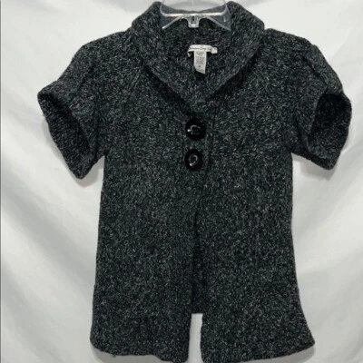 Cardigã suéter longo American Rag Cie cinza escuro mistura de lã colarinho ~ Tamanho M - Imagem 1 de 4