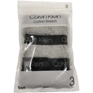 Calvin Klein 3 Pack Cotton Stretch Boxer Brief Boys X-Small Grey, Black - Picture 1 of 2