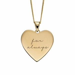 Engravable Heart Pendant Yellow Gold 375 Hallmarked British Made Brand New - Picture 1 of 4