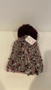 Claires Club Knit Beanie-Big Pom Pom Hat Cap-Purple Confetti-NWT-OSFM - Picture 1 of 1