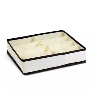 Furinno Non-Woven Fabric 4x2 Soft Storage Organizer, Ivory w/Mid Brown Trim - Picture 1 of 4