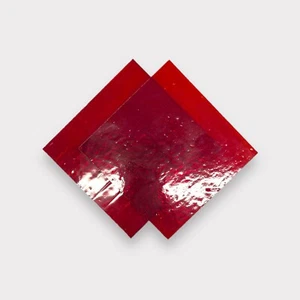 2 Pack Dark Red Transparent COE 96 Fusible Glass Sheets / Mosaic Squares - Picture 1 of 3