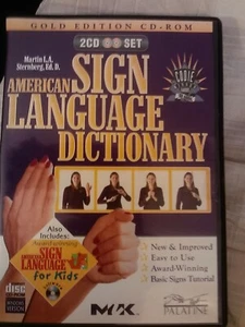 AMERICAN SIGN LANGUAGE DICTIONARY~GOLD EDITION~CD-ROM~ 3 CD SET W/KIDS/SIGNSbonu - Picture 1 of 5