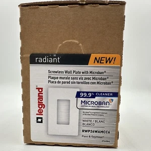 6 Pack Legrand Radiant 1-Gang Screwless Wall Plate w/ Microban RWP26WAMCC6 White - Picture 1 of 4