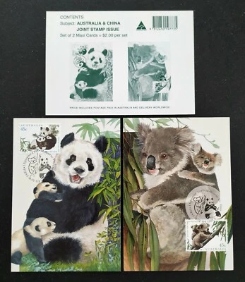 1995 Australia Koala Joint China Panda Stamps on Souvenir Postcards (pair) - Image 1 of 4
