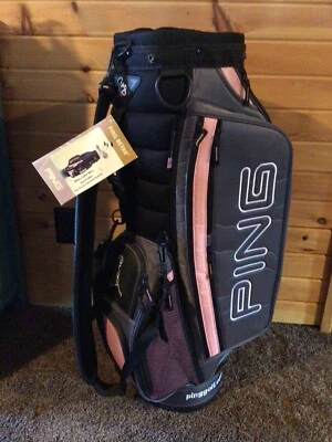 Ping Retro 7 Way Golf Bag - Pink Gray Black New W/ Tags !!! Ladies + Rain Hood - Image 1 of 4