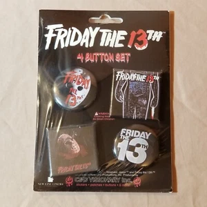 Freitag der 13. Jason Voorhees Anstecknadel hinten Button Set Lot Never Hike Alone & - Bild 1 von 10