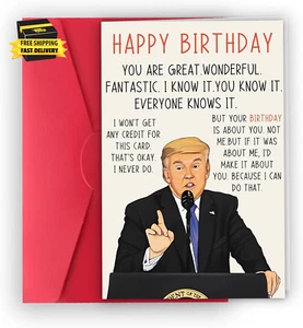 Tarjeta de cumpleaños humorística Trump para mujeres hombres, divertidas tarjetas de cumpleaños Donald Trump Gi - Imagen 1 de 6