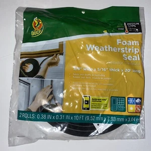 DUCK Self Adhesive Foam Weatherstrip Seal Medium Gaps, 2 Rolls 3/8"x5/16 x10' - Picture 1 of 4