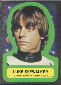 #1 Star Wars 1977 Sticker — Luke Skywalker — Green Outline ... Near Mint EX - Bild 1 von 1