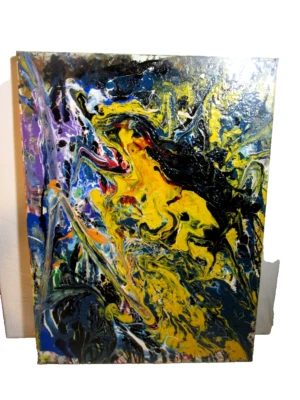 Pintura acrílica abstrata sobre tela MUSK YAI 12x16 - arte de parede grafite 1 carvalho~ - Imagem 1 de 4