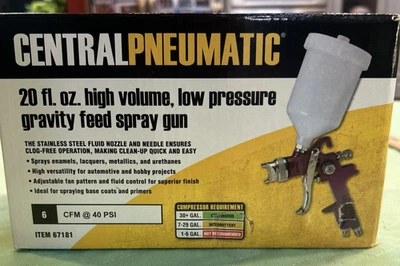 Central Pneumatic 20fl oz High Volume Low Pressure Gravity Feed Spray Gun NEW - Image 1 of 4