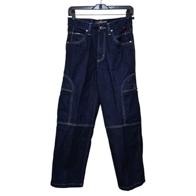 Jeans Y2K FUBU Niños Talla 12 28x26 Pierna Ancha Carga Sueltos Grunge Azul Oscuro Denim De Colección Foto 1 de 4