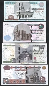 Egypt 4 Pcs UNC Set, 5 10 20 50 Pounds 2016 2017 2018 Low Matching Serial Number - Picture 1 of 4
