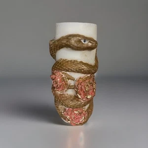 Scented " Apple Harvest " Painted, Pillar candle with gold leaf accents. - Picture 1 of 1