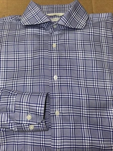 Suitsupply Albini Egyptian Cotton Blue Twill Check Cutaway Collar Slim Fit Shirt - Picture 1 of 13