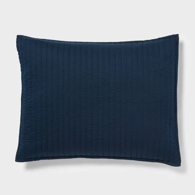 Threshold Washed Cotton Sateen Quilt Sham - Navy, Standard #8252 - Image 1 of 4