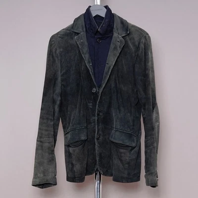 ALL SAINTS Suede Leather Blazer Jacket SMALL Mens Black GRAFT like survey - Image 1 of 4