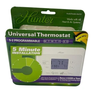New Hunter Programmable Universal Thermostat 44133 White 5 min Install - Picture 1 of 3