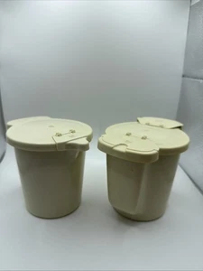 VTG Tupperware Sugar & Creamer Container Flip Lids Beige Model 577-1 & 574-4 - Picture 1 of 13