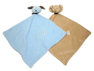 Carters Puppy Dog & Elephant Baby Loveys Plush Rattle Toy Security Blankets Lot - Picture 1 of 5