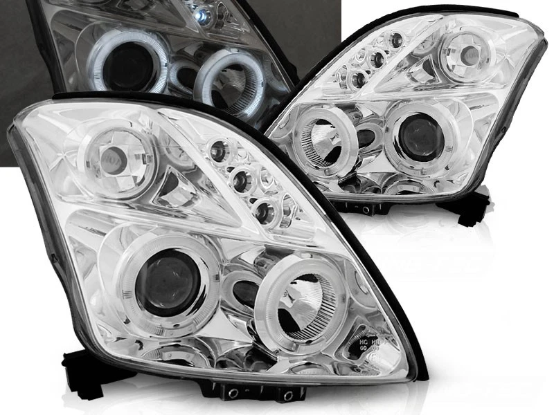 headlights for SUZUKI SWIFT 2005 2006 2007 2008 2009 2010 angel eyes chrome LHD - Image 1 of 1