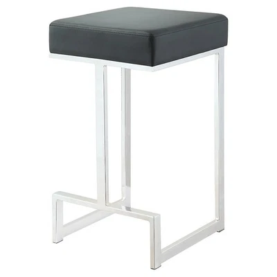 Gervase Square Counter Height Stool Black and Chrome - Image 1 of 4