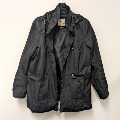 Weather Tamer Women's Black Raincoat Jacket sz 1X Removable Hood - Image 1 of 4