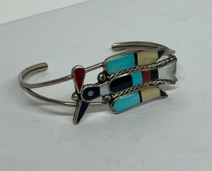 Rare Linette Laiwakete Zuni Sterling MultiStone Thunderbird Cuff Bracelet[125GRA - Picture 1 of 10