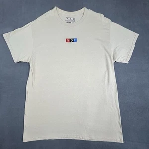 NPR Shirt Adult L Tan National Public Radio Station News Embroidered Logo - Picture 1 of 10