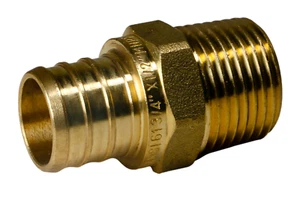 1 Pc XFITTING 3/4" Pex x 1/2" Male NPT Adapter, Pex Crimp MNPT, Lead Free Brass - Picture 1 of 8