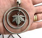 Bohemian Leaf Metal Pendant On Wood Necklace Cord Chain Long Costume Jewellery