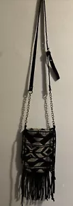 American Eagle Crossbody Bag Aztec Southwest fringe drawstring 8’X6’ adjustable - Picture 1 of 9