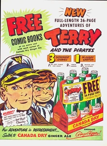 Vintage Canada Dry Ginger Ale Terry Pirates 1953 Print Ad Bottle 6 Pack Man Cave - Picture 1 of 1